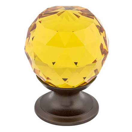 Top Knobs [TK111ORB] Crystal Cabinet Knob - Faceted Globe - Amber - Oil Rubbed Bronze Stem - 1 1/8&quot; Dia.