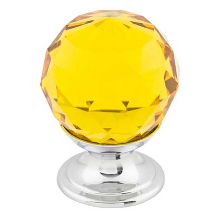 Top Knobs [TK111PC] Crystal Cabinet Knob - Faceted Globe - Amber - Polished Chrome Stem - 1 1/8&quot; Dia.