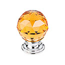 Top Knobs [TK111PC] Crystal Cabinet Knob - Faceted Globe - Amber - Polished Chrome Stem - 1 1/8" Dia.