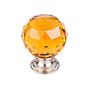 Top Knobs [TK112BSN] Crystal Cabinet Knob - Faceted Globe - Amber - Brushed Satin Nickel Stem - 1 3/8" Dia.