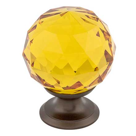 Top Knobs [TK112ORB] Crystal Cabinet Knob - Faceted Globe - Amber - Oil Rubbed Bronze Stem - 1 3/8" Dia.