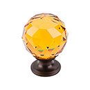 Top Knobs [TK112ORB] Crystal Cabinet Knob - Faceted Globe - Amber - Oil Rubbed Bronze Stem - 1 3/8" Dia.