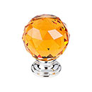 Top Knobs [TK112PC] Crystal Cabinet Knob - Faceted Globe - Amber - Polished Chrome Stem - 1 3/8" Dia.
