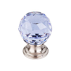 Top Knobs [TK113BSN] Crystal Cabinet Knob - Faceted Globe - Light Blue - Brushed Satin Nickel Stem - 1 1/8&quot; Dia.