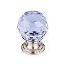 Top Knobs [TK113BSN] Crystal Cabinet Knob - Faceted Globe - Light Blue - Brushed Satin Nickel Stem - 1 1/8" Dia.