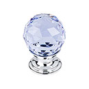 Top Knobs [TK113PC] Crystal Cabinet Knob - Faceted Globe - Light Blue - Polished Chrome Stem - 1 1/8" Dia.