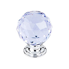 Top Knobs [TK114PC] Crystal Cabinet Knob - Faceted Globe - Light Blue - Polished Chrome Stem - 1 3/8" Dia.