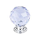 Top Knobs [TK114PC] Crystal Cabinet Knob - Faceted Globe - Light Blue - Polished Chrome Stem - 1 3/8" Dia.