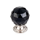 Top Knobs [TK115BSN] Crystal Cabinet Knob - Faceted Globe - Black - Brushed Satin Nickel Stem - 1 1/8" Dia.