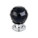 Top Knobs [TK115PC] Crystal Cabinet Knob - Faceted Globe - Black - Polished Chrome Stem - 1 1/8" Dia.