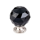 Top Knobs [TK116BSN] Crystal Cabinet Knob - Faceted Globe - Black - Brushed Satin Nickel Stem - 1 3/8&quot; Dia.