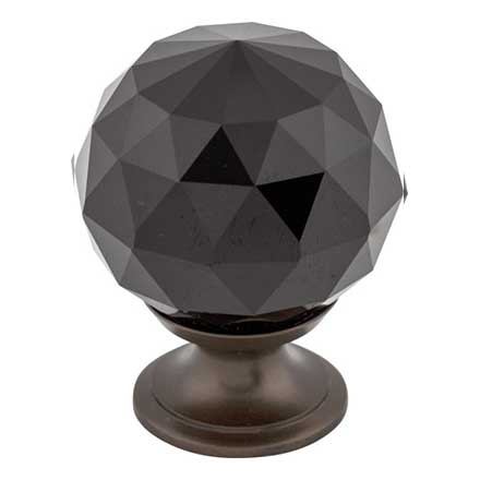 Top Knobs [TK116ORB] Crystal Cabinet Knob - Faceted Globe - Black - Oil Rubbed Bronze Stem - 1 3/8" Dia.