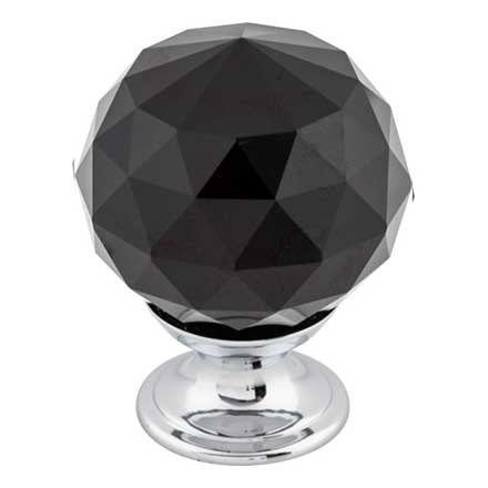 Top Knobs [TK116PC] Crystal Cabinet Knob - Faceted Globe - Black - Polished Chrome Stem - 1 3/8&quot; Dia.