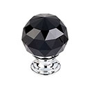 Top Knobs [TK116PC] Crystal Cabinet Knob - Faceted Globe - Black - Polished Chrome Stem - 1 3/8" Dia.