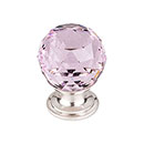 Top Knobs [TK117BSN] Crystal Cabinet Knob - Faceted Globe - Pink - Brushed Satin Nickel Stem - 1 1/8&quot; Dia.