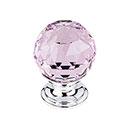 Top Knobs [TK117PC] Crystal Cabinet Knob - Faceted Globe - Pink - Polished Chrome Stem - 1 1/8" Dia.