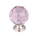 Top Knobs [TK118BSN] Crystal Cabinet Knob - Faceted Globe - Pink - Brushed Satin Nickel Stem - 1 3/8&quot; Dia.