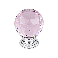 Top Knobs [TK118PC] Crystal Cabinet Knob - Faceted Globe - Pink - Polished Chrome Stem - 1 3/8&quot; Dia.