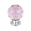 Top Knobs [TK118PC] Crystal Cabinet Knob - Faceted Globe - Pink - Polished Chrome Stem - 1 3/8" Dia.