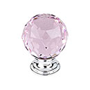 Top Knobs [TK118PC] Crystal Cabinet Knob - Faceted Globe - Pink - Polished Chrome Stem - 1 3/8&quot; Dia.