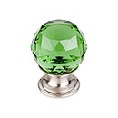 Top Knobs [TK119BSN] Crystal Cabinet Knob - Faceted Globe - Green - Brushed Satin Nickel Stem - 1 1/8" Dia.