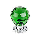 Top Knobs [TK119PC] Crystal Cabinet Knob - Faceted Globe - Green - Polished Chrome Stem - 1 1/8" Dia.