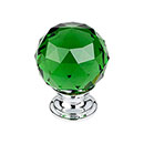 Top Knobs [TK120PC] Crystal Cabinet Knob - Faceted Globe - Green - Polished Chrome Stem - 1 3/8" Dia.