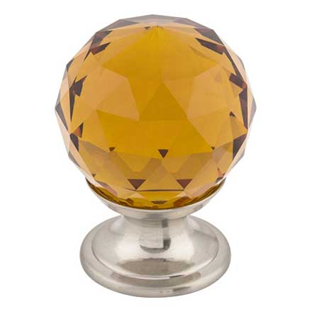 Top Knobs [TK121BSN] Crystal Cabinet Knob - Faceted Globe - Wine - Brushed Satin Nickel Stem - 1 1/8&quot; Dia.