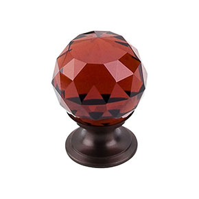 Top Knobs [TK121ORB] Crystal Cabinet Knob - Faceted Globe - Wine - Oil Rubbed Bronze Stem - 1 1/8" Dia.