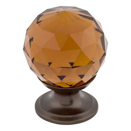 Top Knobs [TK121ORB] Crystal Cabinet Knob - Faceted Globe - Wine - Oil Rubbed Bronze Stem - 1 1/8&quot; Dia.