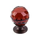 Top Knobs [TK121ORB] Crystal Cabinet Knob - Faceted Globe - Wine - Oil Rubbed Bronze Stem - 1 1/8" Dia.