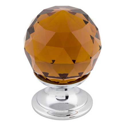 Top Knobs [TK121PC] Crystal Cabinet Knob - Faceted Globe - Wine - Polished Chrome Stem - 1 1/8&quot; Dia.