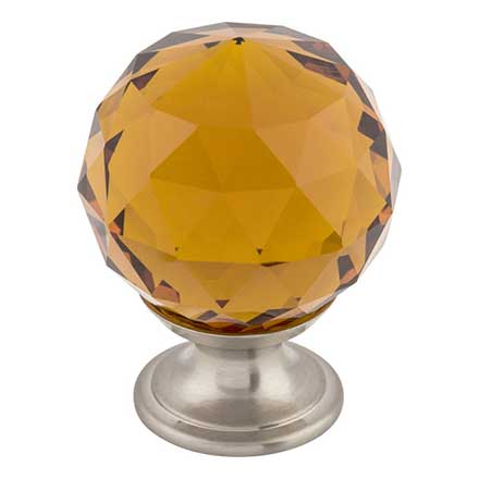 Top Knobs [TK122BSN] Crystal Cabinet Knob - Faceted Globe - Wine - Brushed Satin Nickel Stem - 1 3/8" Dia.