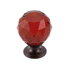 Top Knobs [TK122ORB] Crystal Cabinet Knob - Faceted Globe - Wine - Oil Rubbed Bronze Stem - 1 3/8&quot; Dia.