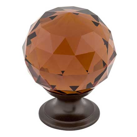 Top Knobs [TK122ORB] Crystal Cabinet Knob - Faceted Globe - Wine - Oil Rubbed Bronze Stem - 1 3/8&quot; Dia.