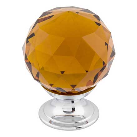 Top Knobs [TK122PC] Crystal Cabinet Knob - Faceted Globe - Wine - Polished Chrome Stem - 1 3/8&quot; Dia.