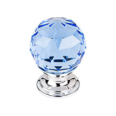 Top Knobs [TK123PC] Crystal Cabinet Knob - Faceted Globe - Blue - Polished Chrome Stem - 1 1/8&quot; Dia.