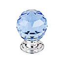 Top Knobs [TK123PC] Crystal Cabinet Knob - Faceted Globe - Blue - Polished Chrome Stem - 1 1/8" Dia.