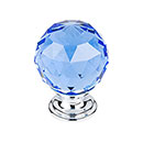 Top Knobs [TK124PC] Crystal Cabinet Knob - Faceted Globe - Blue - Polished Chrome Stem - 1 3/8" Dia.