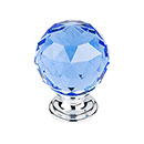 Top Knobs [TK124PC] Crystal Cabinet Knob - Faceted Globe - Blue - Polished Chrome Stem - 1 3/8&quot; Dia.