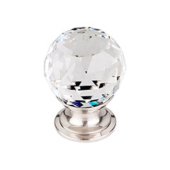 Top Knobs [TK125BSN] Crystal Cabinet Knob - Faceted Globe - Clear - Brushed Satin Nickel Stem - 1 1/8&quot; Dia.