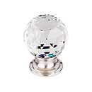 Top Knobs [TK125BSN] Crystal Cabinet Knob - Faceted Globe - Clear - Brushed Satin Nickel Stem - 1 1/8" Dia.