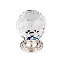 Top Knobs [TK125BSN] Crystal Cabinet Knob - Faceted Globe - Clear - Brushed Satin Nickel Stem - 1 1/8&quot; Dia.