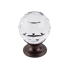 Top Knobs [TK125ORB] Crystal Cabinet Knob - Faceted Globe - Clear - Oil Rubbed Bronze Stem - 1 1/8&quot; Dia.