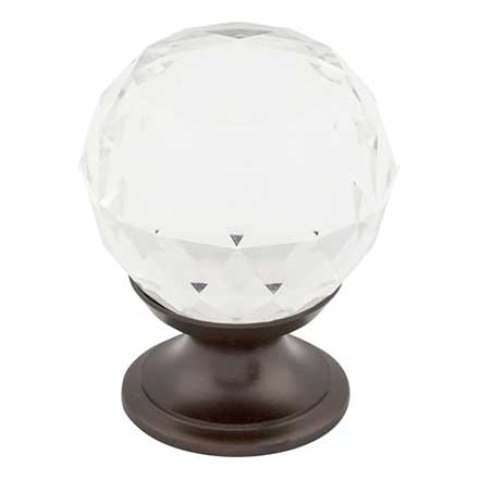 Top Knobs [TK125ORB] Crystal Cabinet Knob - Faceted Globe - Clear - Oil Rubbed Bronze Stem - 1 1/8" Dia.