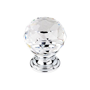 Top Knobs [TK125PC] Crystal Cabinet Knob - Faceted Globe - Clear - Polished Chrome Stem - 1 1/8" Dia.