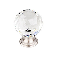 Top Knobs [TK126BSN] Crystal Cabinet Knob - Faceted Globe - Clear - Brushed Satin Nickel Stem - 1 3/8&quot; Dia.