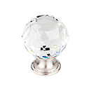 Top Knobs [TK126BSN] Crystal Cabinet Knob - Faceted Globe - Clear - Brushed Satin Nickel Stem - 1 3/8" Dia.