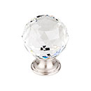 Top Knobs [TK126BSN] Crystal Cabinet Knob - Faceted Globe - Clear - Brushed Satin Nickel Stem - 1 3/8&quot; Dia.