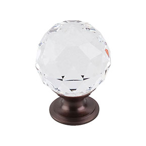 Top Knobs [TK126ORB] Crystal Cabinet Knob - Faceted Globe - Clear - Oil Rubbed Bronze Stem - 1 3/8" Dia.